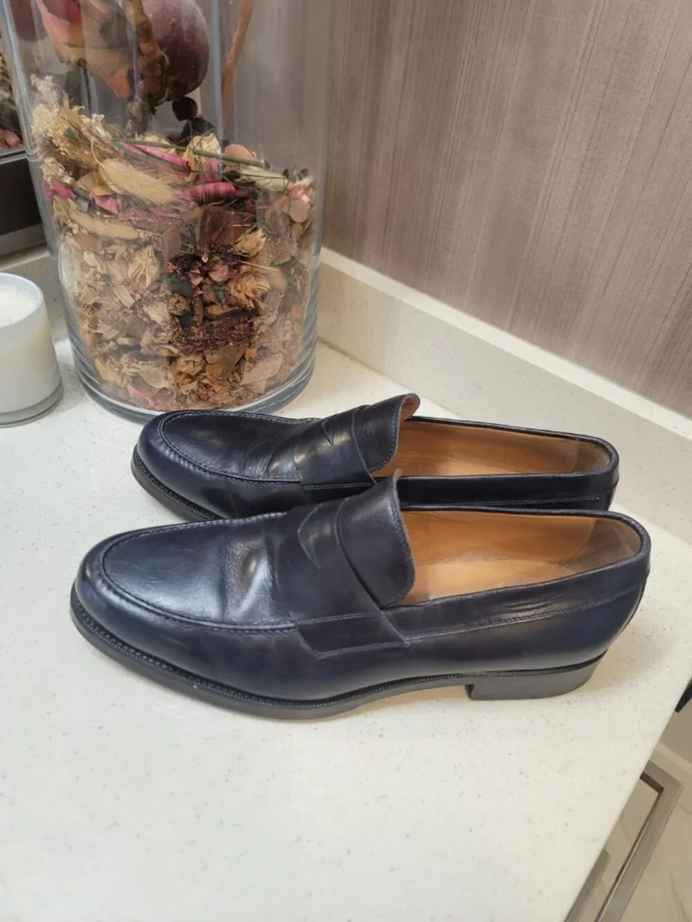 Sid Mashburn Men 10.5 Leather Penny Loafers Italian Dress Shoes. Black